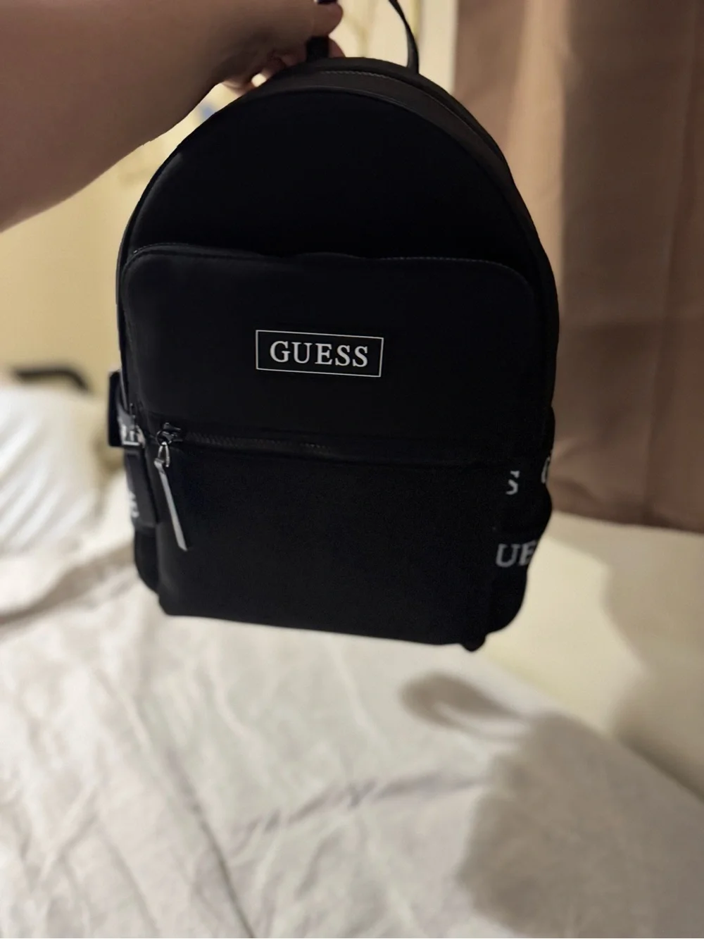 GUESS Black Logo Backpack with Matching Cosmetic Pouch NWT